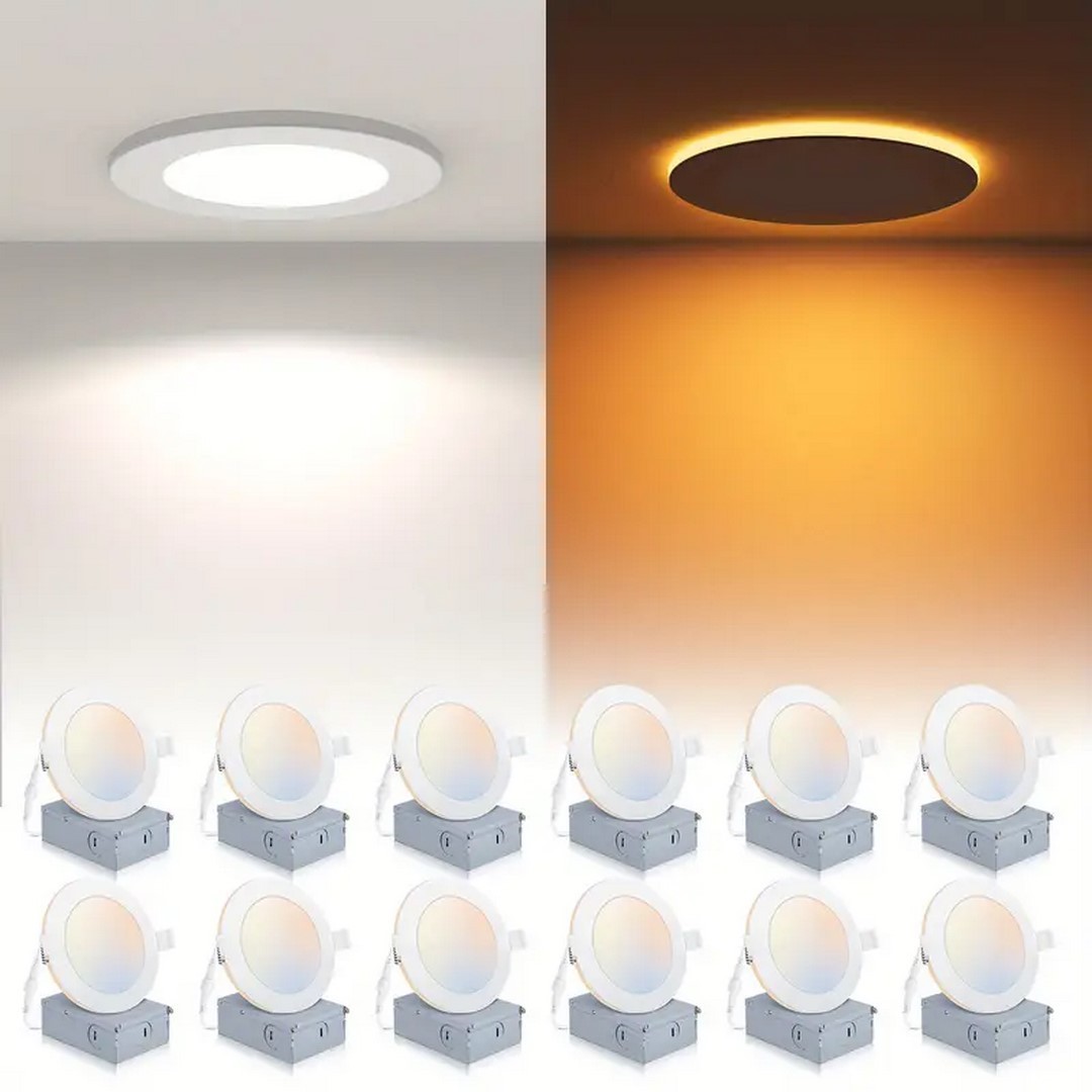 12pcs Ultra-Thin 6-Inch LED Ceiling Lights with Night Light, Dimmable 2700-5000K gallery