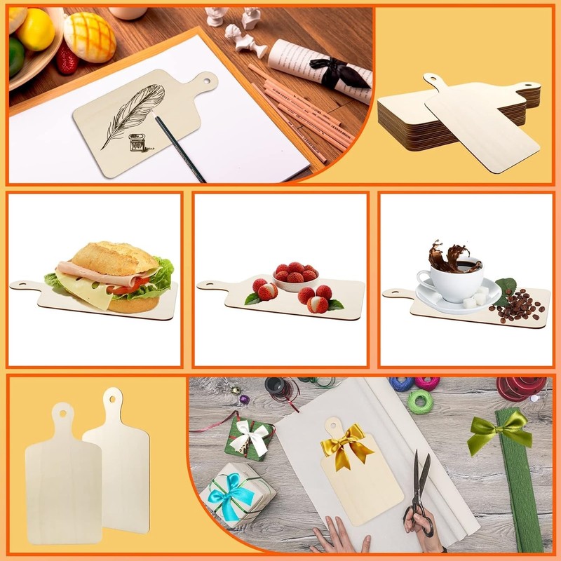 Compatible with Various Crafts 16 Pack Unfinished Wooden Cutting Boards with ... gallery