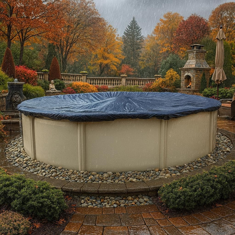 18’ Ft. round Pool Winter Cover for above Ground Pools - 8-Year Warranty, Cold a gallery