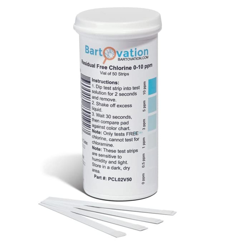 USA Made Residual Low Level Free Chlorine Test Strip 0-10 Ppm [Vial of 50 Plasti gallery