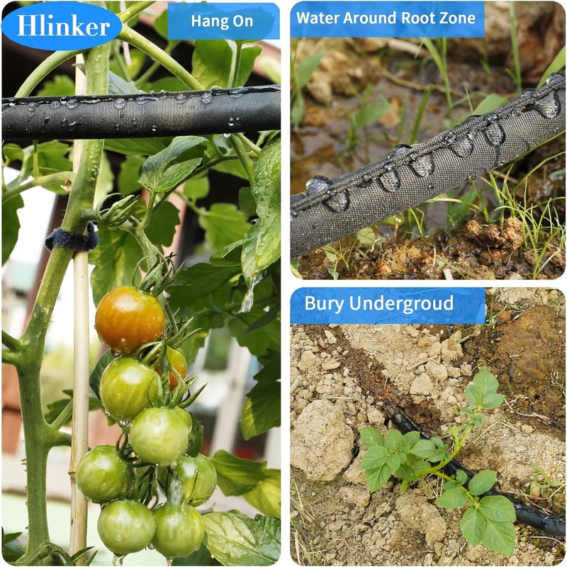 Hlinker Flat Soaker Hose 75 FT for Garden Beds, 75Ft 1/2" Linkable Consistent Dr gallery