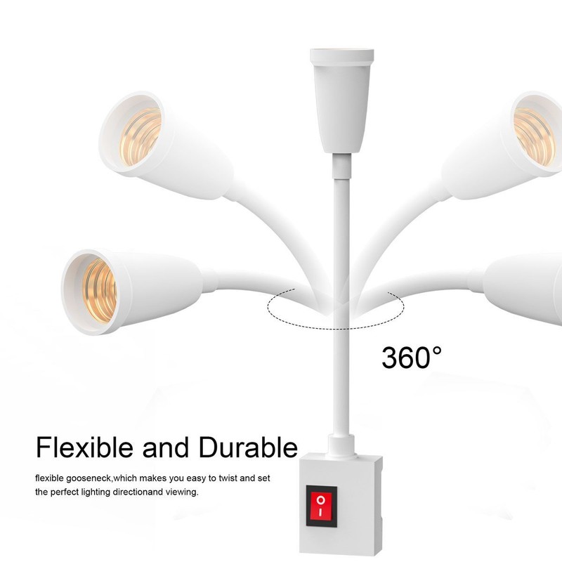 5x Flexible E27 Light Bulb Holder Extension Socket Adapter Plug in On/Off Switch gallery