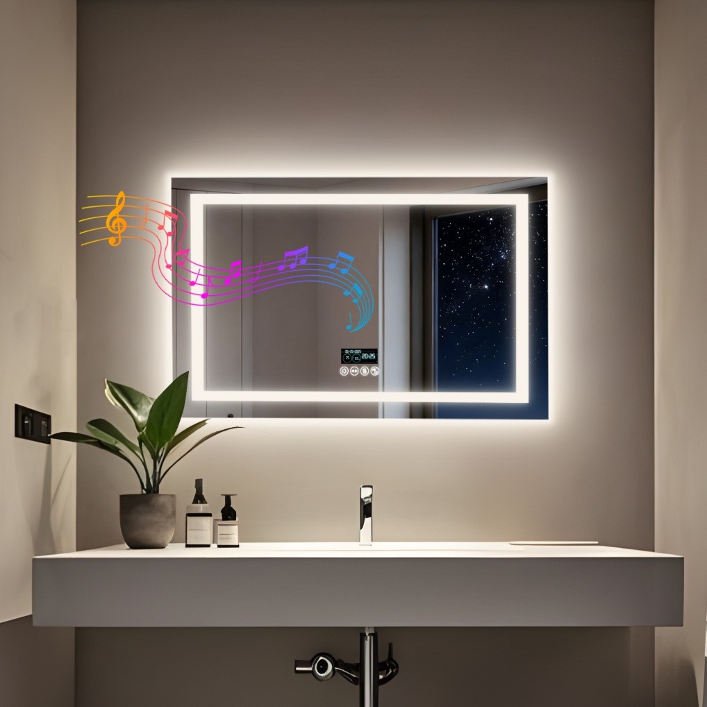 LED Bathroom Wall Vanity Mirror Touch Anti-Fog Bluetooth 3 Color Lights 32-52 in gallery