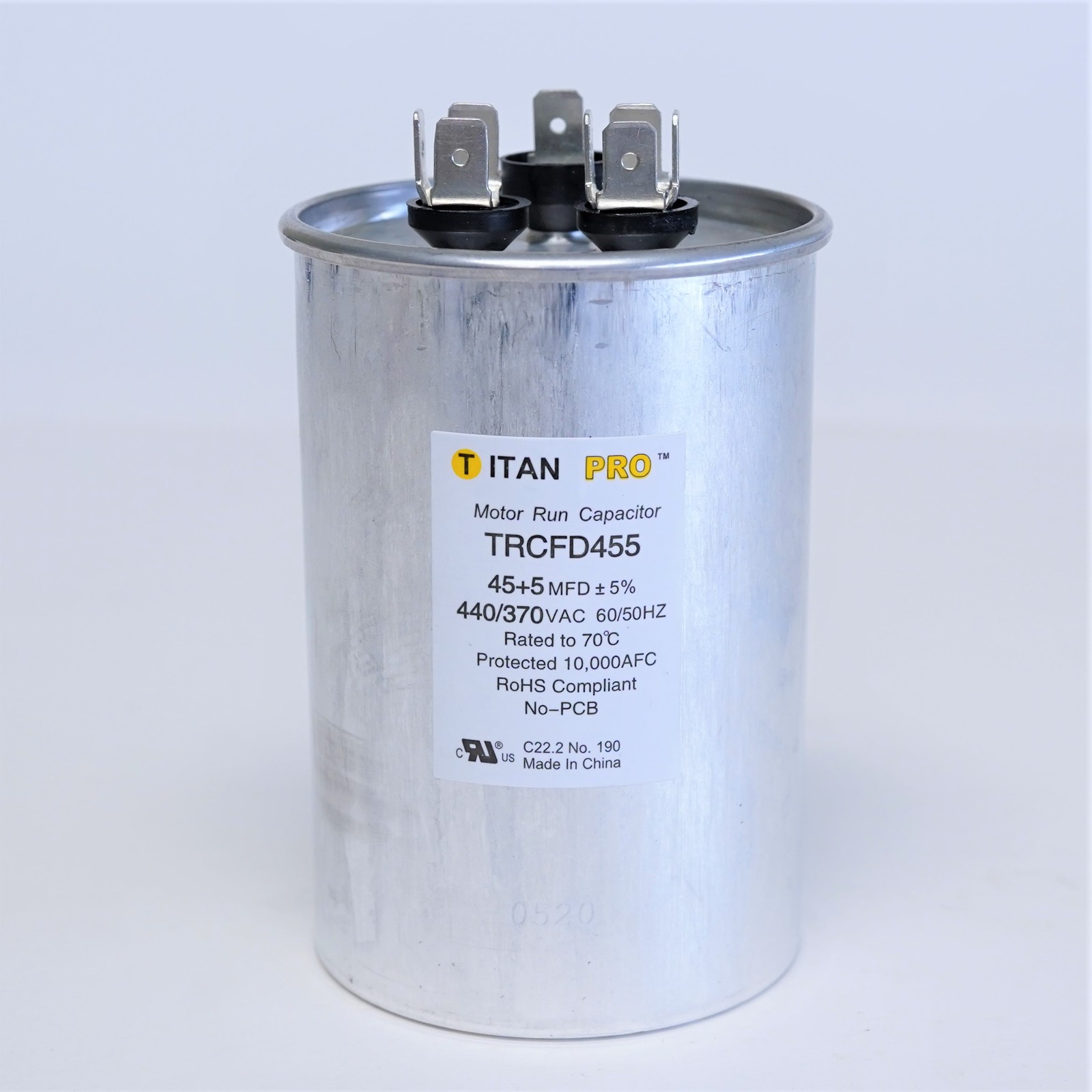 TitanPro TRCFD455 HVAC Round Dual Motor Run Capacitor. 45/5 MFD/UF440/370 Volts gallery
