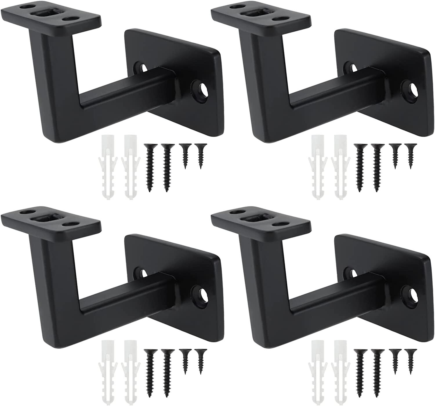 RealPlus Handrail Brackets, Heavy Duty Steel Square Hand Rail Brackets, Black gallery