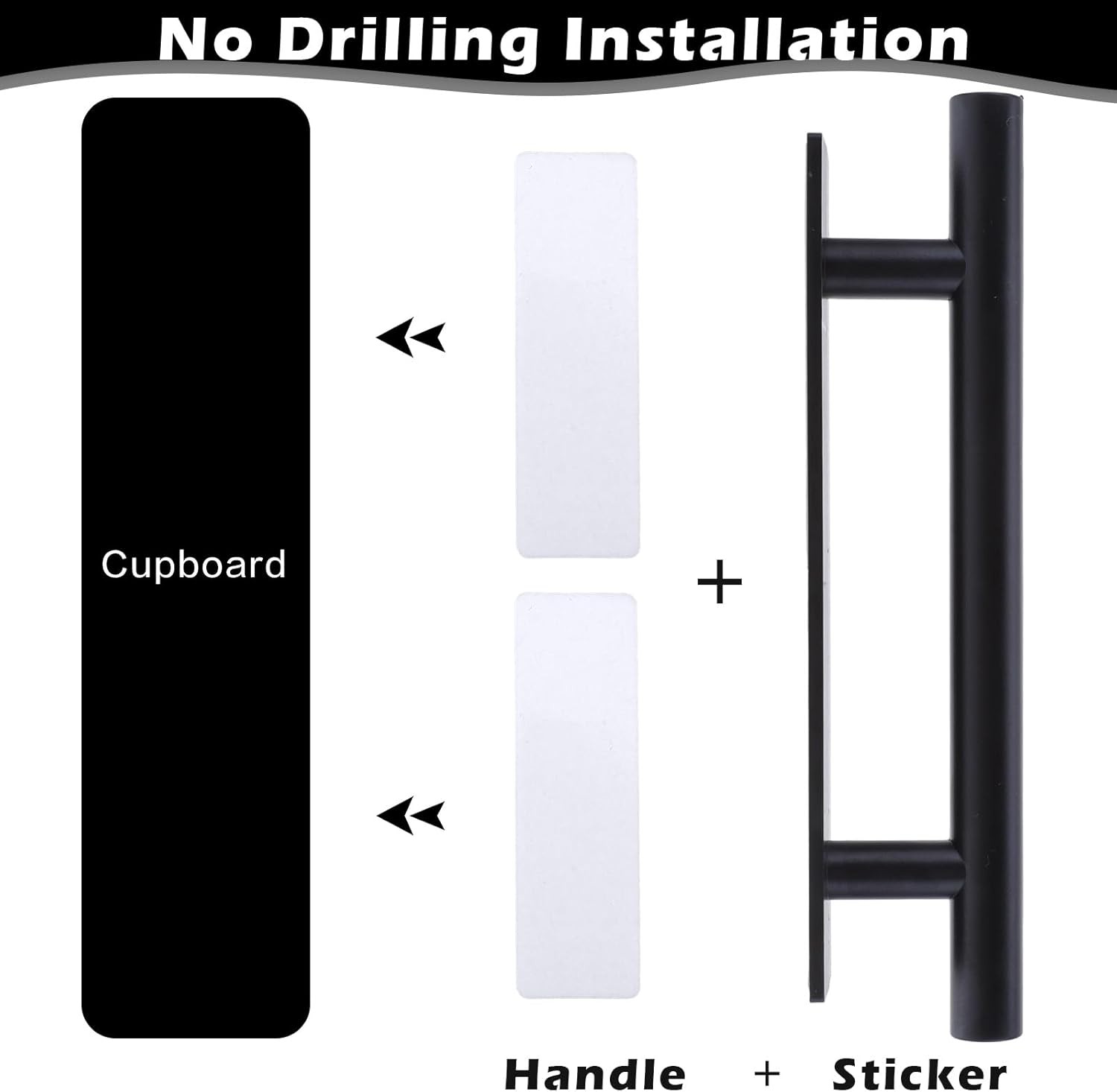 8 Pack Adhesive Cabinet Handles Pulls, Self Stick Door Handles ABS Plastic Pulls gallery