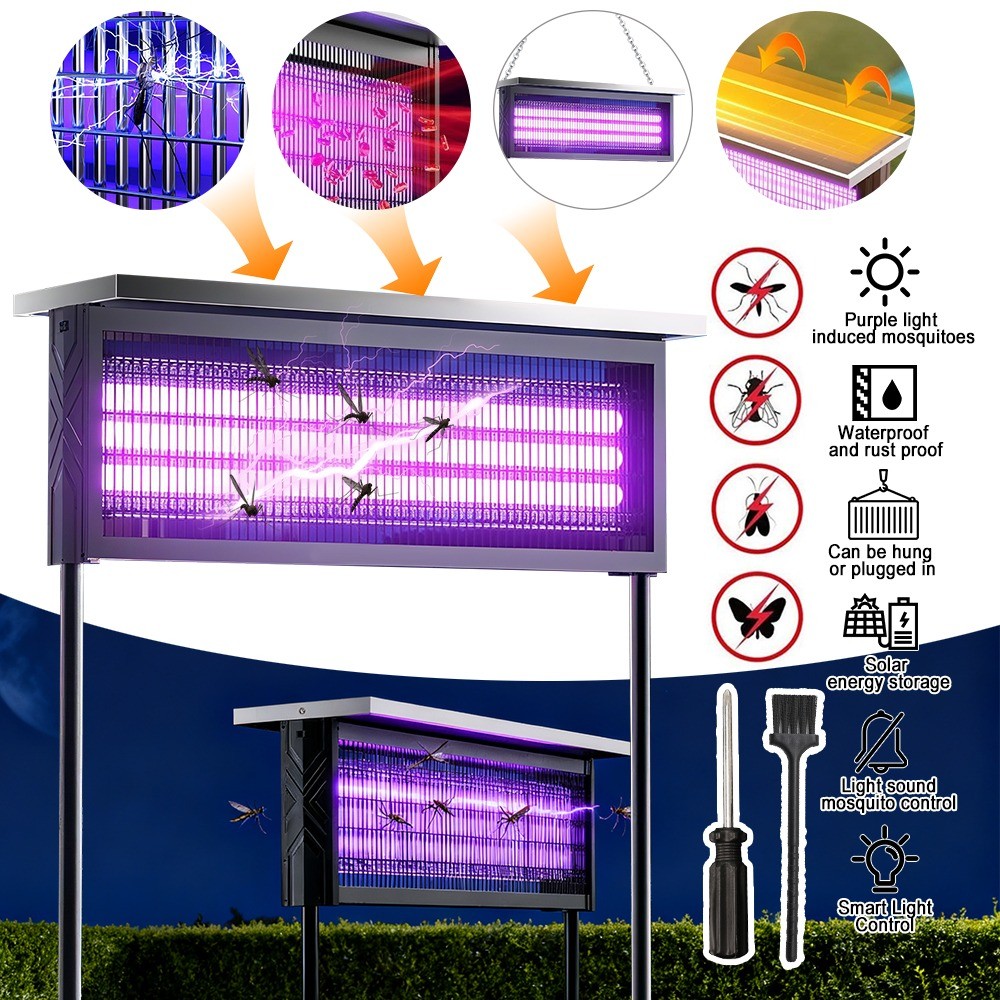 Solar Bug Zapper Outdoor Cordless Fly Trap Insect Zapper 4500V Mosquito Zapper gallery