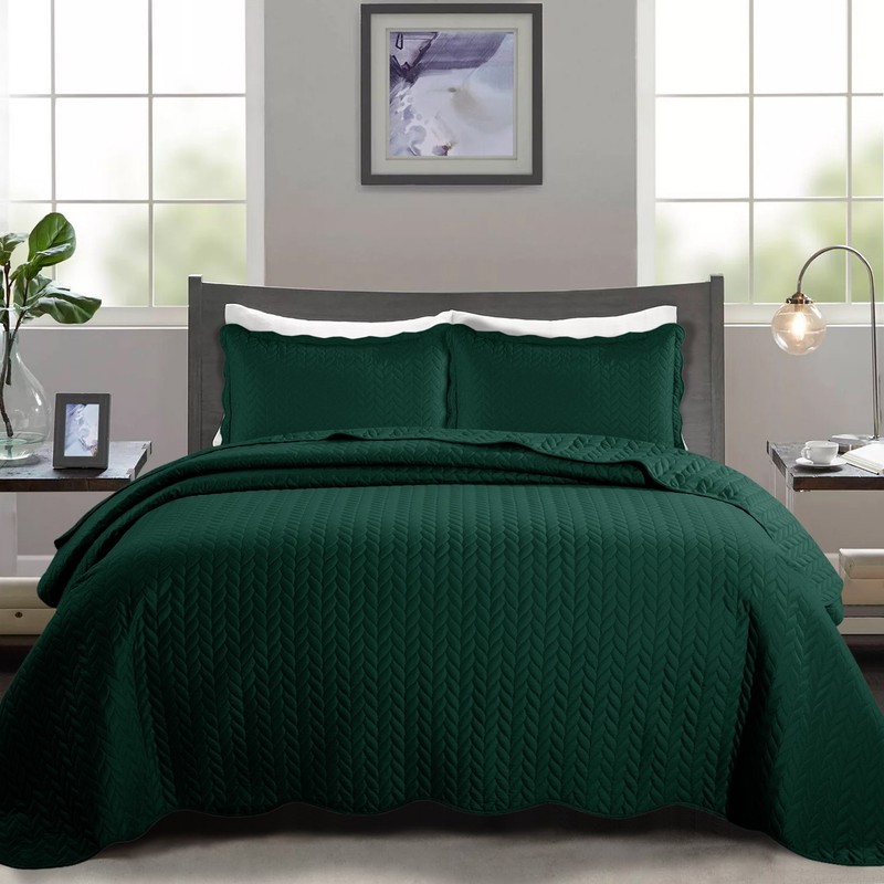 Quilted Bedspread Reversible 3 Piece Quilt Coverlet Bedding Set Queen King Size gallery