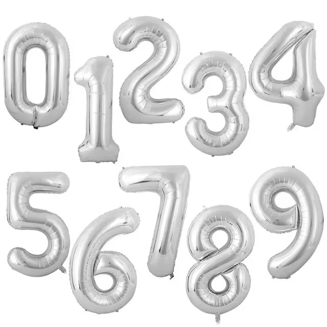 32" Silver Number 0 Foil Balloon gallery