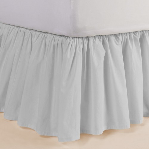 3 Sided 700 TC Cotton Solid Silver Open Corner Ruffled Bed Skirt gallery