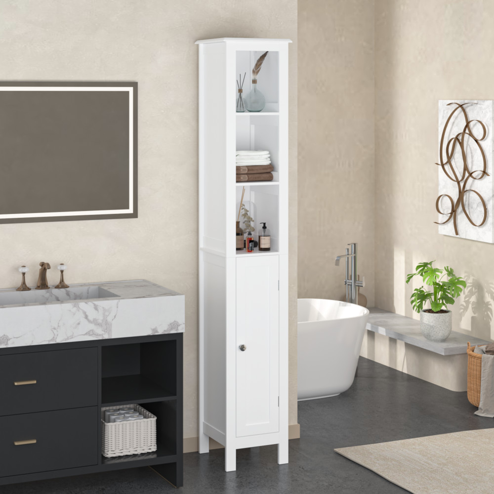 Bathroom Storage Cabinet Slim 1 Doors Freestanding Cabinet W Anti Tip gallery