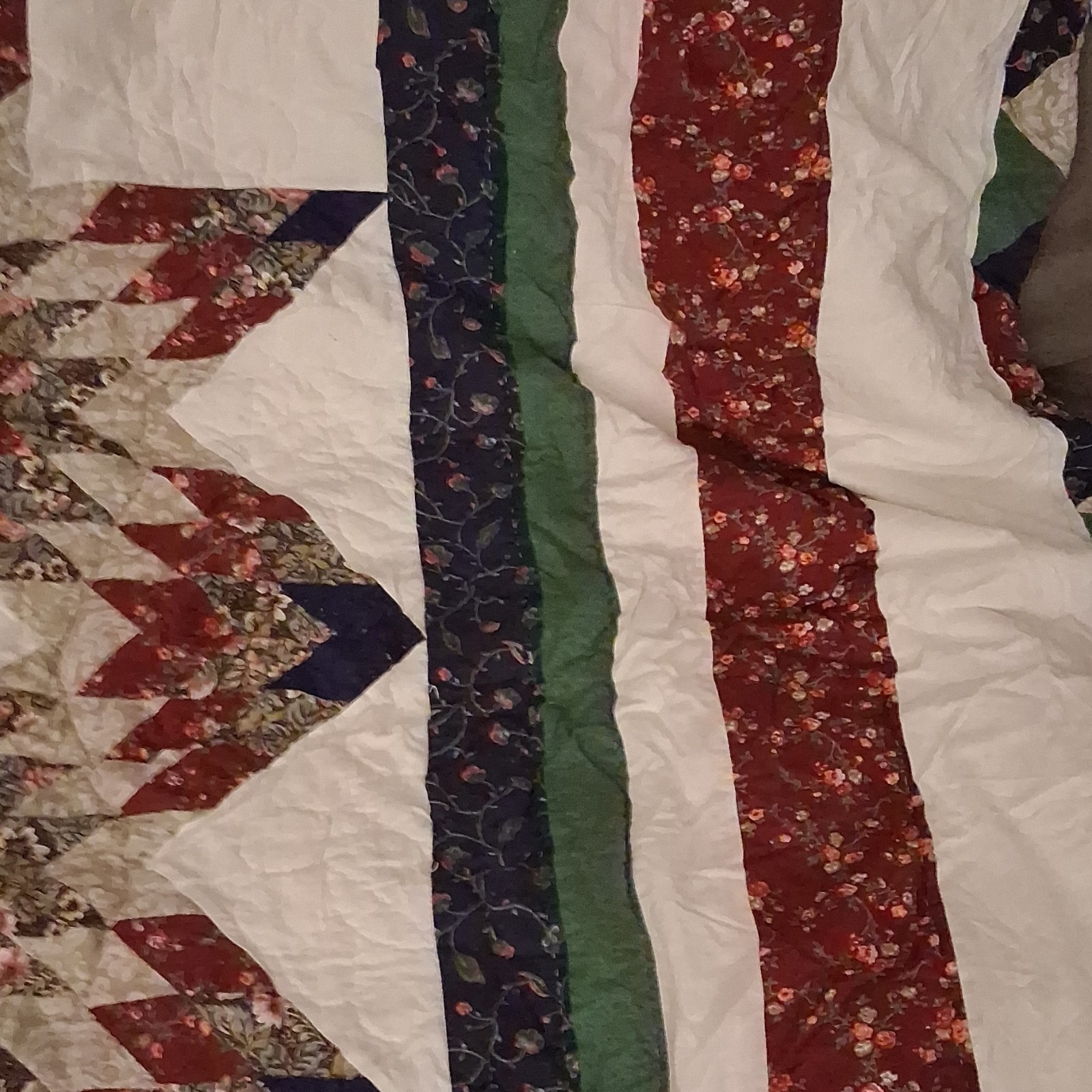 Queen Patchwork Quilted Cotton Quilt Multicolor Country Floral 88x92 in gallery