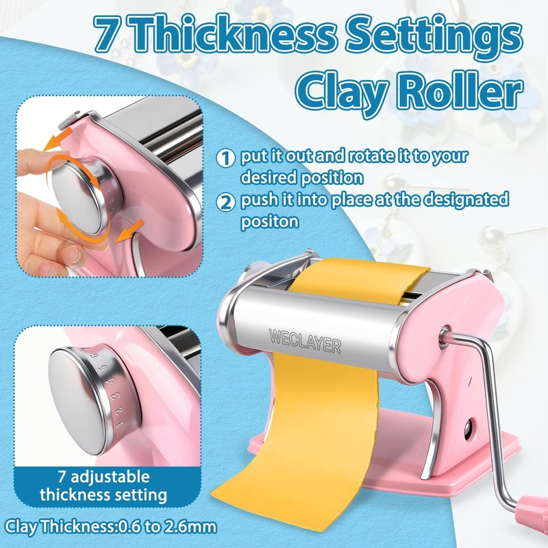 Polymer Clay Press Machine,Clay Roller Machine,Includes Clamp and Hand gallery