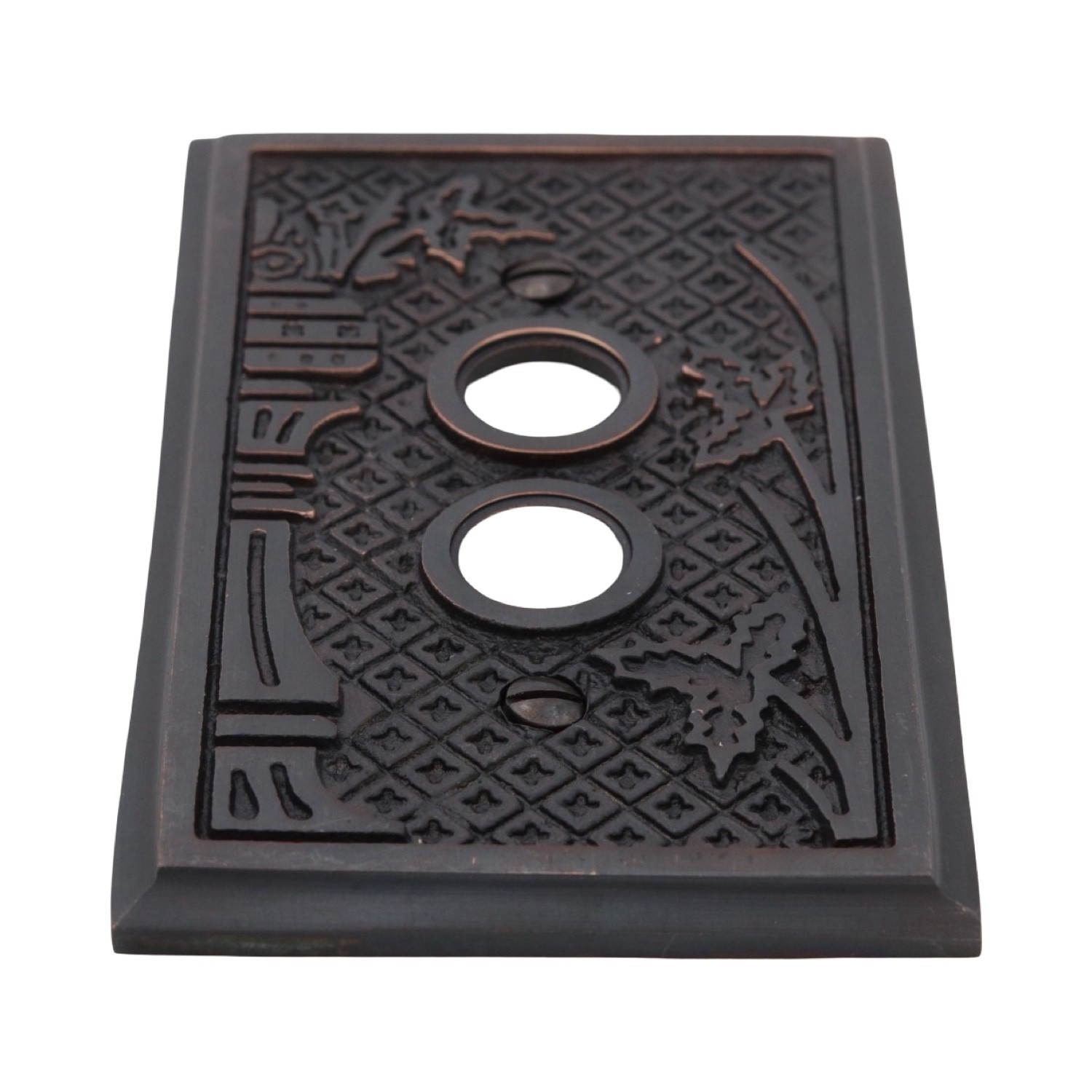 Victorian Style Single Gang Push Button Switch Cover Plate Heavy Bronze gallery
