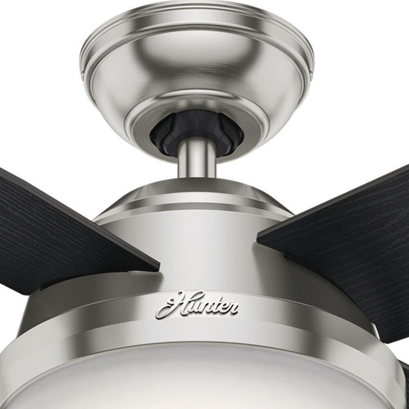 44" Brushed Nickel Indoor Remote LED Ceiling Fan Painted Cased Glass Bowl Shade gallery