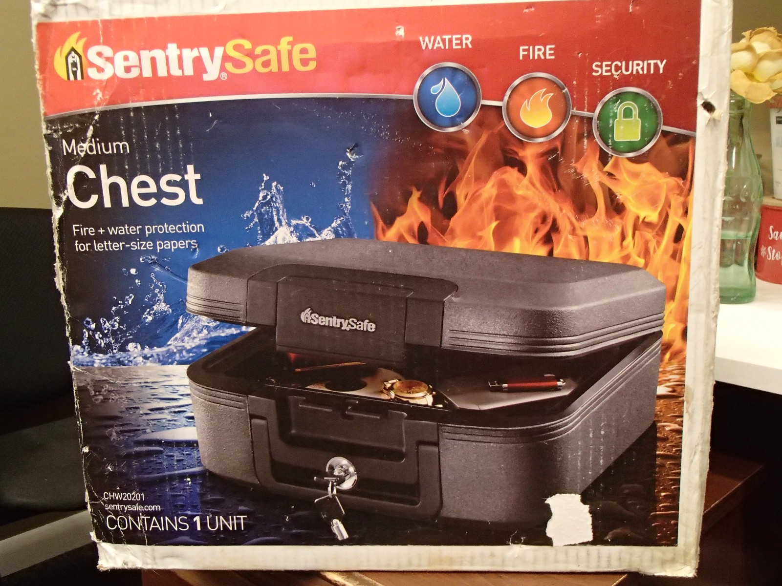 SentrySafe CHW20201 Medium Fire & Water Resistant Key Lock Security Safe Black gallery