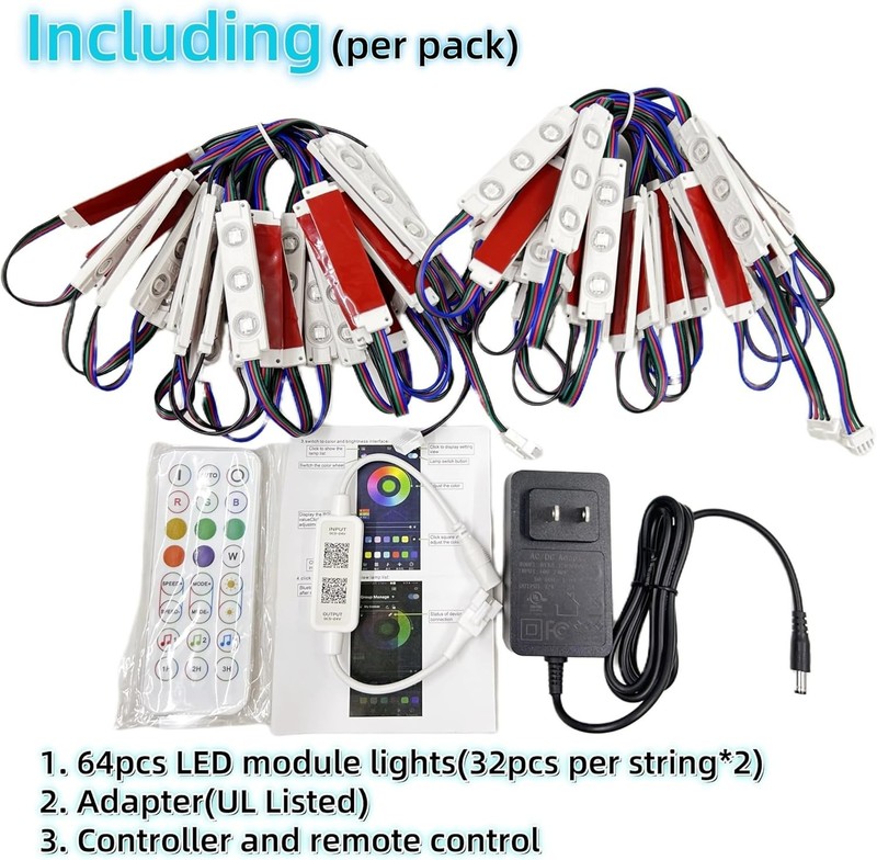 64PCS 33FT RGB+IC Magic Color LED Module 5050 SMD for Storefront Letter Signs gallery