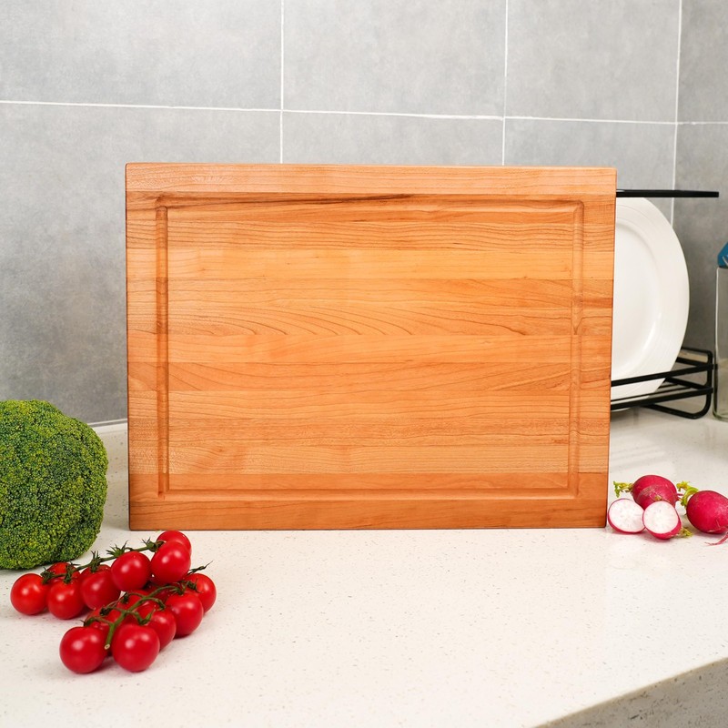 Solid Cherry Wood Cutting Board for Kitchen, USA Grown Hardwood, 16 x 12, wit... gallery