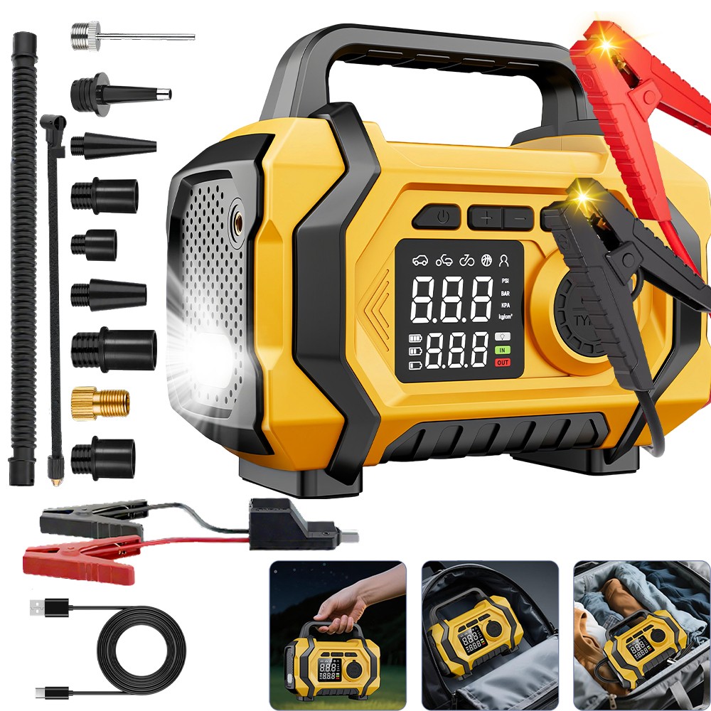All-in-1 Portable Car Jump Starter Air Compressor Tire Inflator Pump Air Blower gallery
