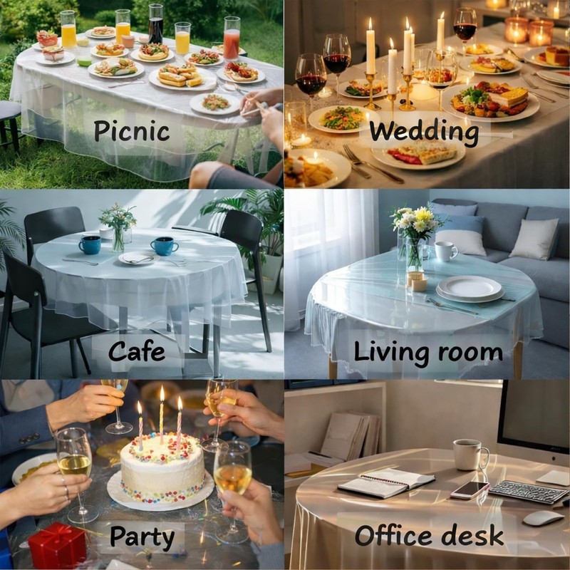 Clear Oval Table Cover Protector 54 x 72 in Plastic Tablecloth for 4~6 Seats ... gallery