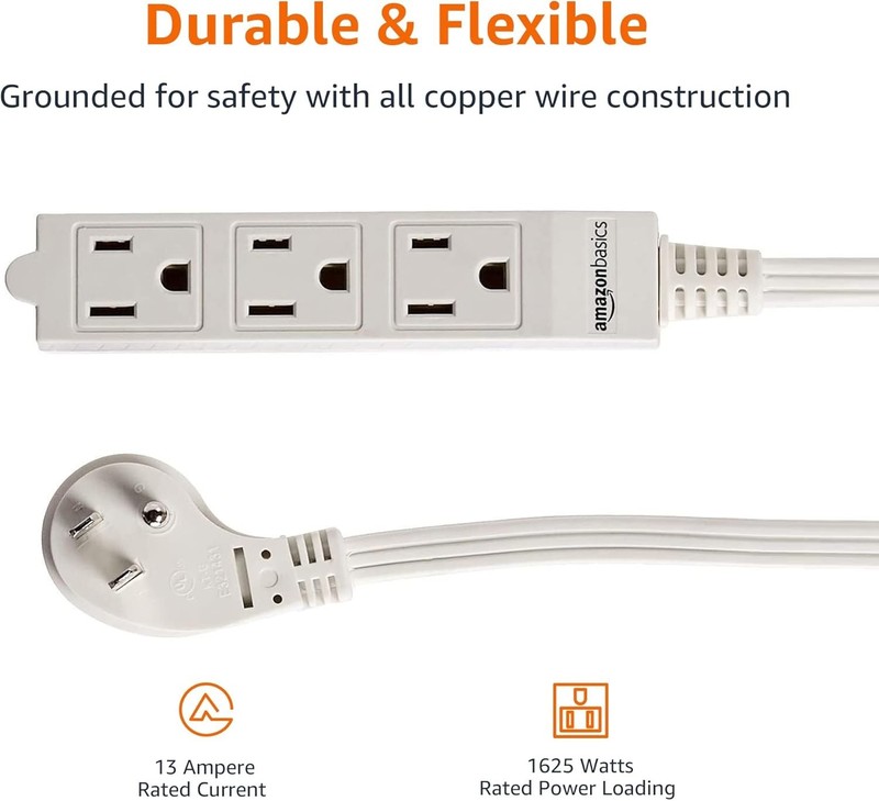 Amazon Basics 3-Prong Indoor Rectangle Extension Cord Power Strip, Flat Plug gallery