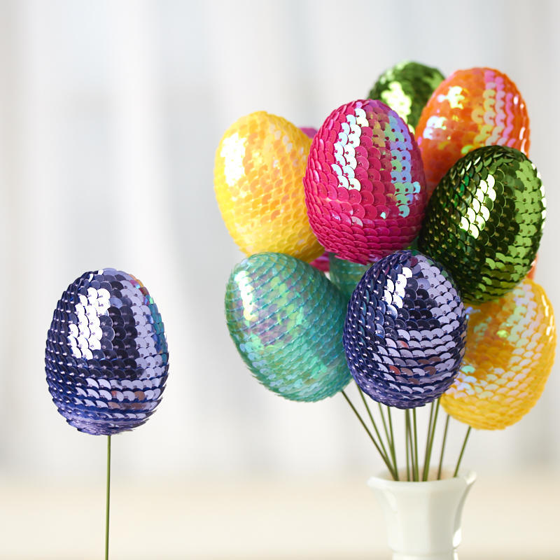 Package of 12 Artificial Sequined Easter Egg 10" Floral Picks gallery