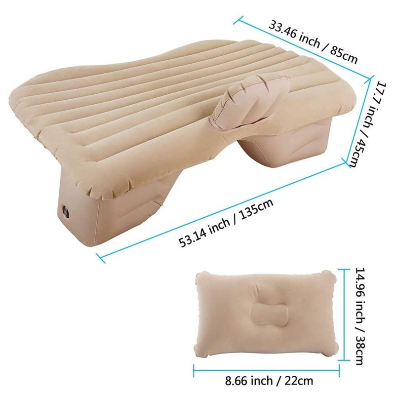 Car Inflatable Mattress Beige, Flocking, Rectangle, Black gallery