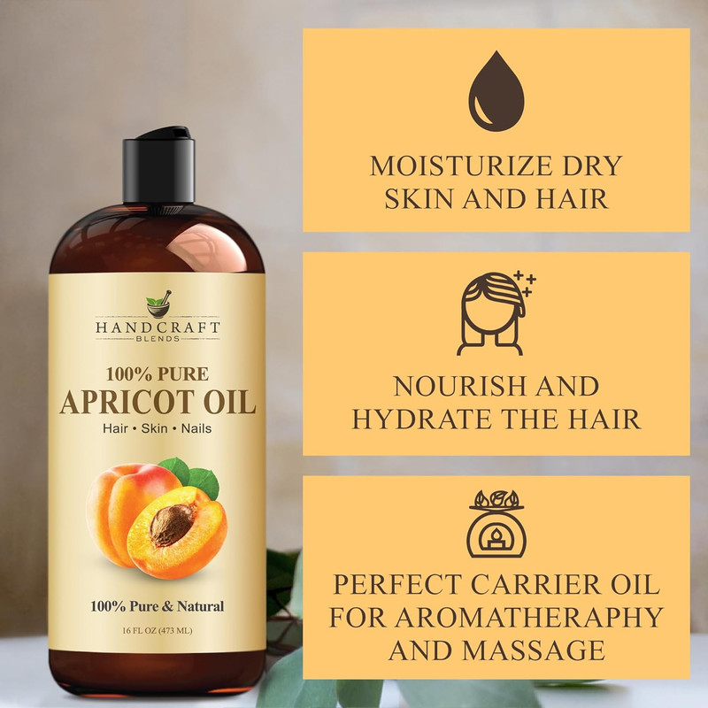 Apricot Kernel Oil - Cold-Pressed 16 Fl Oz - 100% Pure and Natural - Premium Gra gallery
