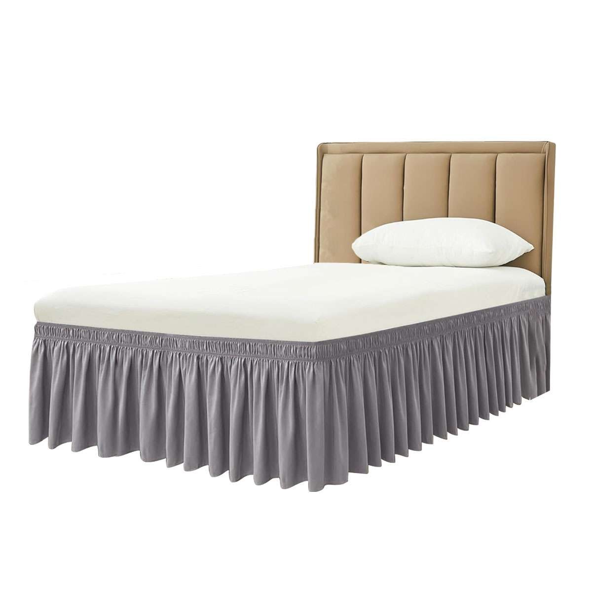 Bed Skirt Polyester Wrap Around Dust Ruffle 15 Inch Drop Elastic Bedding Bed gallery