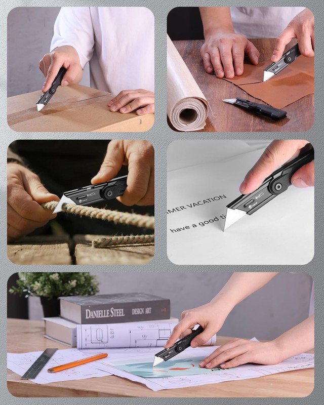 Utility Knife Set G10 Handle Box Cutter with Extra SK5 Blades, Folding Safety gallery