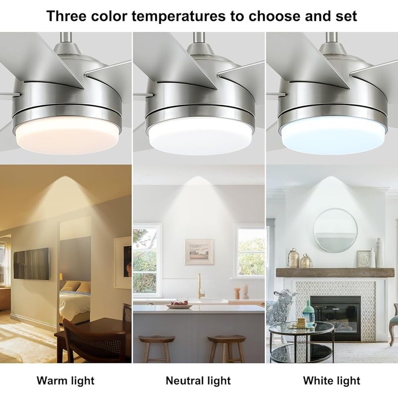 Brushed DC Motor Ceiling Fan W/ Adjustable LED Light Long-Lasting Quiet Airflow gallery