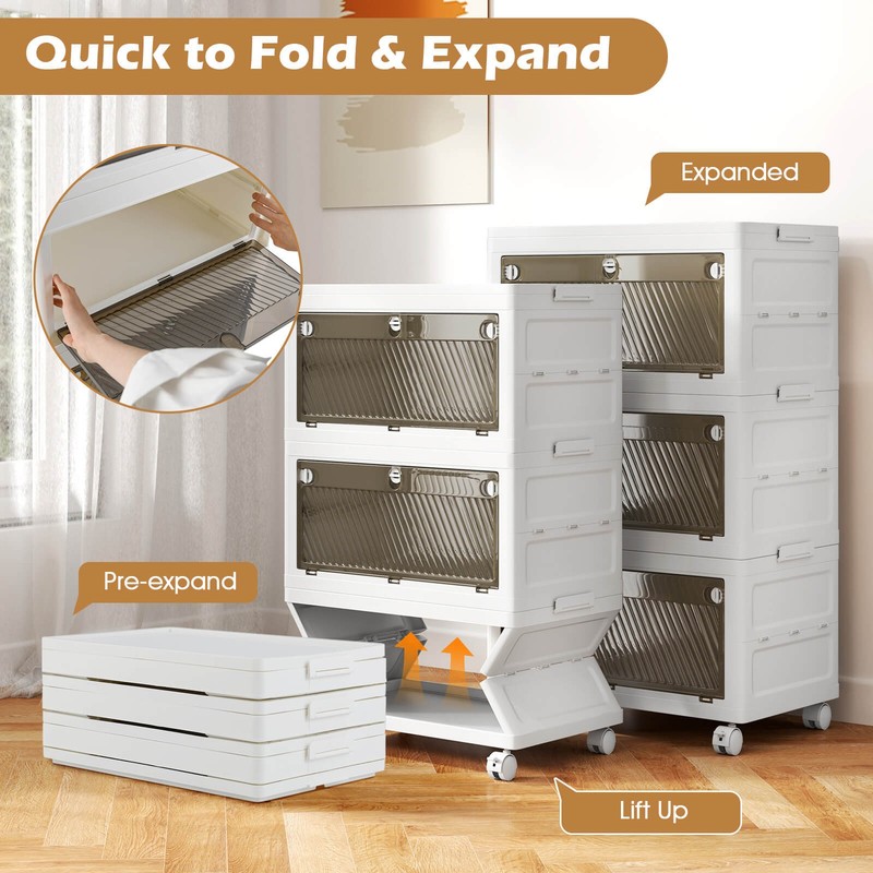 3-Tier Stackable Storage Bins 33-gal Collapsible Storage Boxes w/ Lid Organizer gallery