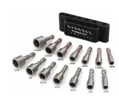 14PCS Power Nut Driver Bit Set Quick Change MM & SAE Impact 1/4″ Hex Shank US