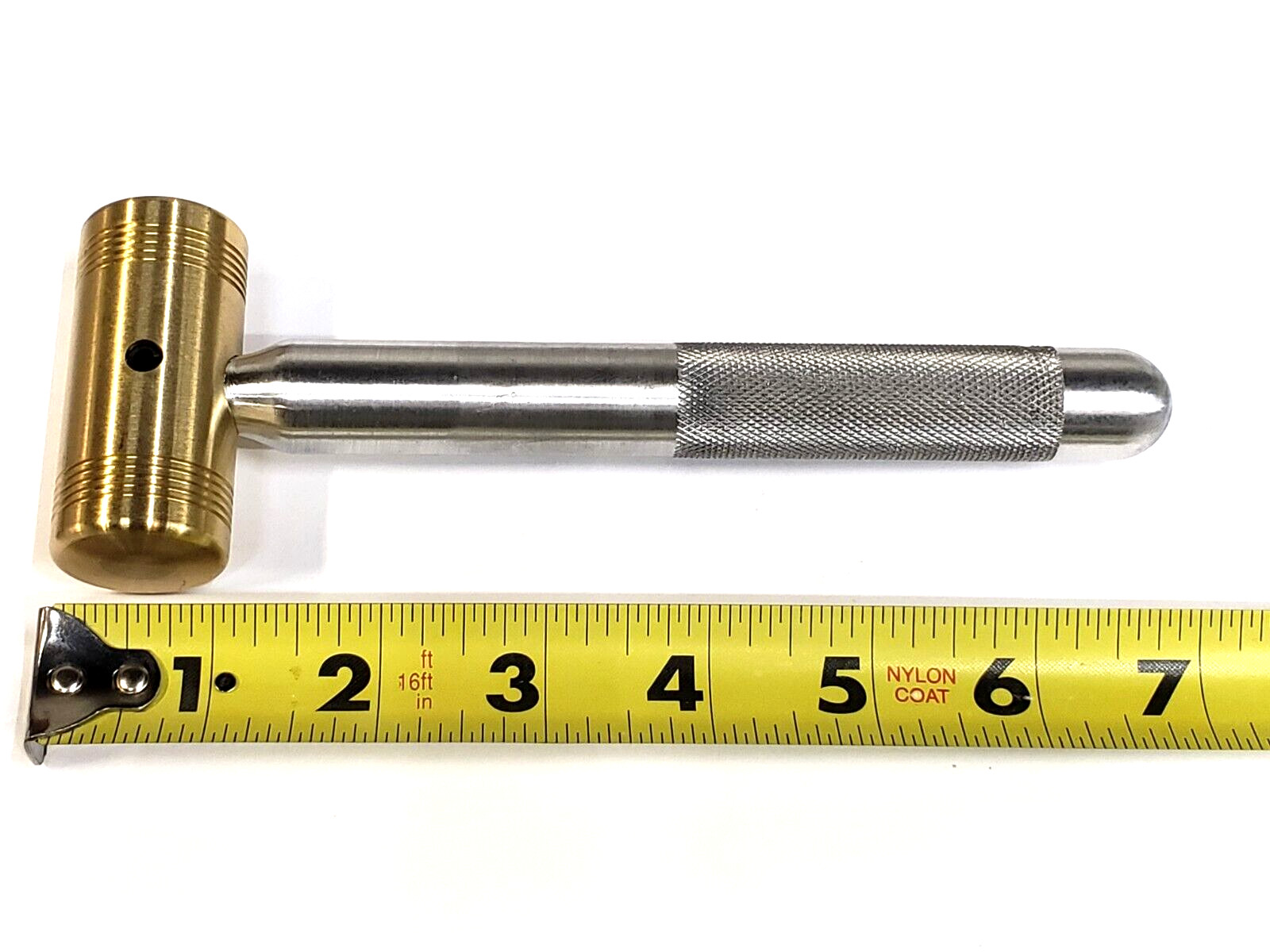10 OZ. BRASS HAMMER KNURLED 3/4"" ALUMINUM HANDLE * GREAT GRIP* MADE IN USA* gallery