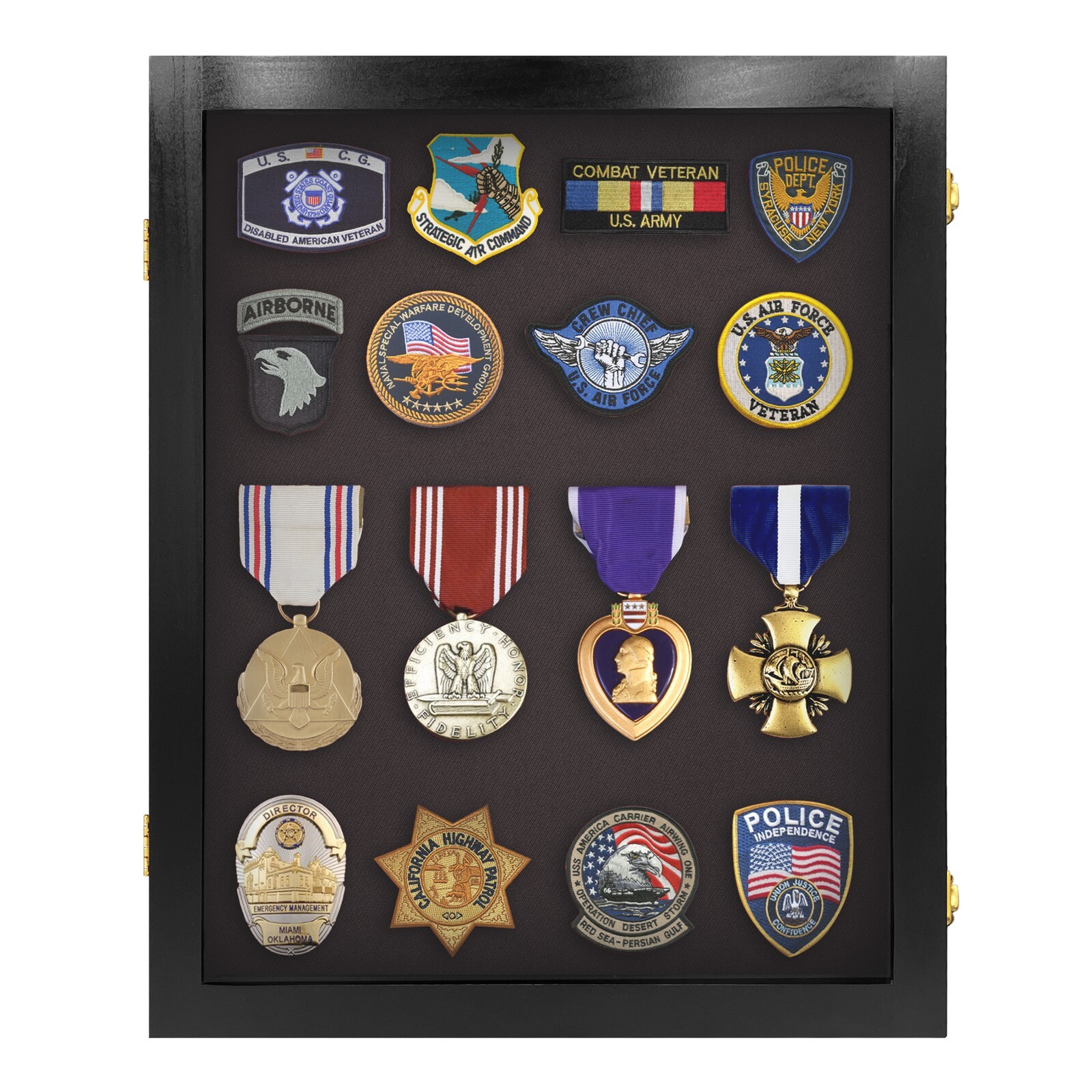 Pin Display case / Millitary / Police / Patches Shadow box Cabinet / USA Made! gallery