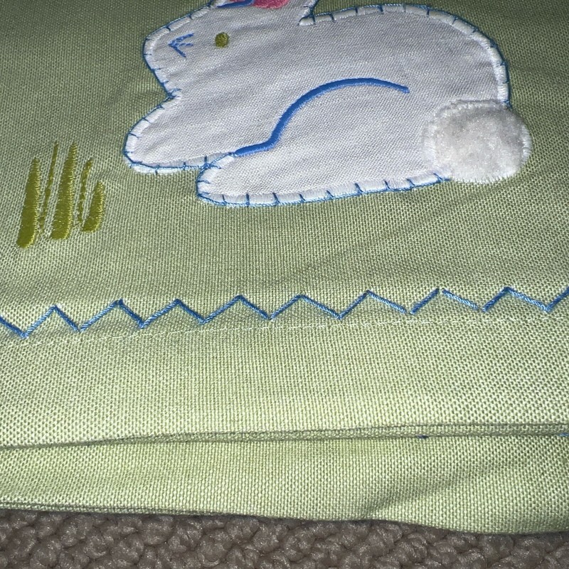 NWT Pottery Barn Kids Rabbit Spring Flowers Easter 70" x 90" Green Tablecloth gallery