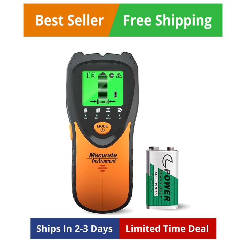 Stud Finder Wall Scanner Sensor - 5 in 1 Electronic Stud with LCD Display & A...