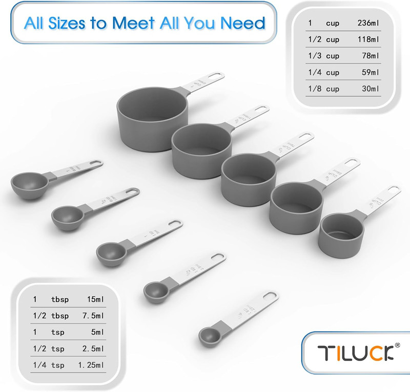 TILUCK Measuring Cups & Spoons Set, Stackable Cups and Spoons, Nesting Measure C gallery