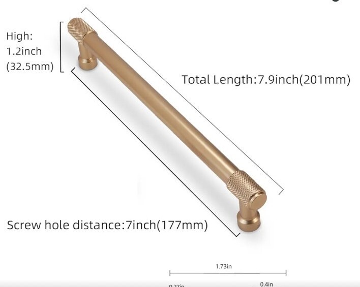 8 Pack 7Inch(177mm) Champagne Copper Kitchen Cabinet Handles Knurled Cabinet Pu gallery