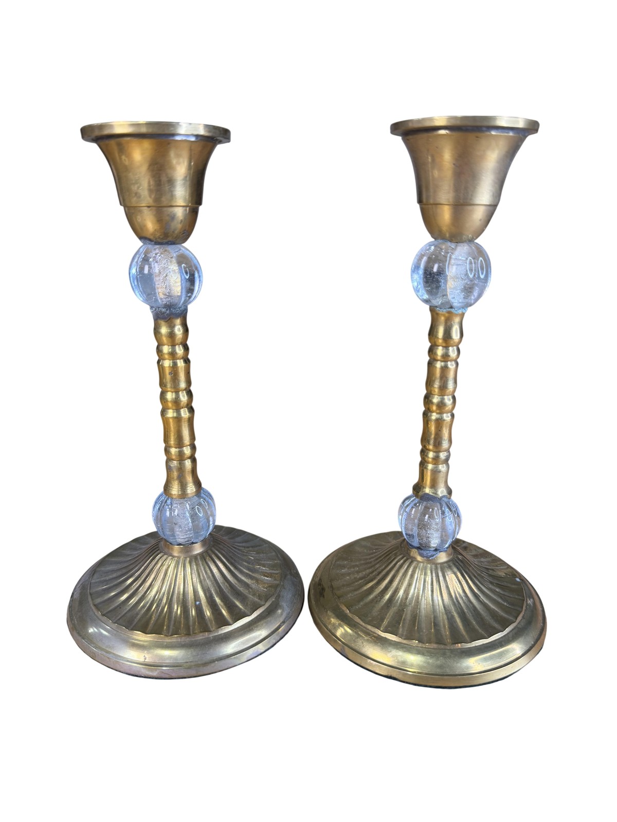 Gold Metal Glass Cobalt Candlestick Holders Set 2 Traditional Taper Home Decor gallery