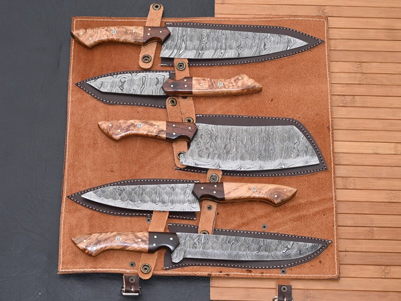 Custom Handmade CHEF KNIFE Set Kitchen Knives Cutlery Forged Damascus Steel 2803 gallery