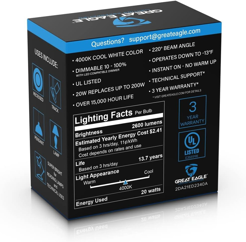 Super Bright LED Light Bulb 150W-200W Equivalent Dimmable 4000K Cool White UL Li gallery