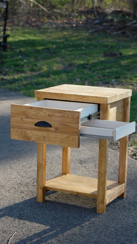 Rustic Bedside Table With Concealed Drawer & Shelf. Solid Wood Handmade gallery