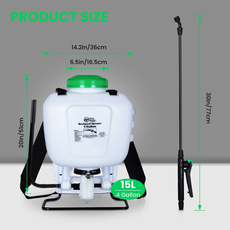 REALWORK 4-Gallon Backpack Sprayer with Padded Shoulder Strap for Garden gallery
