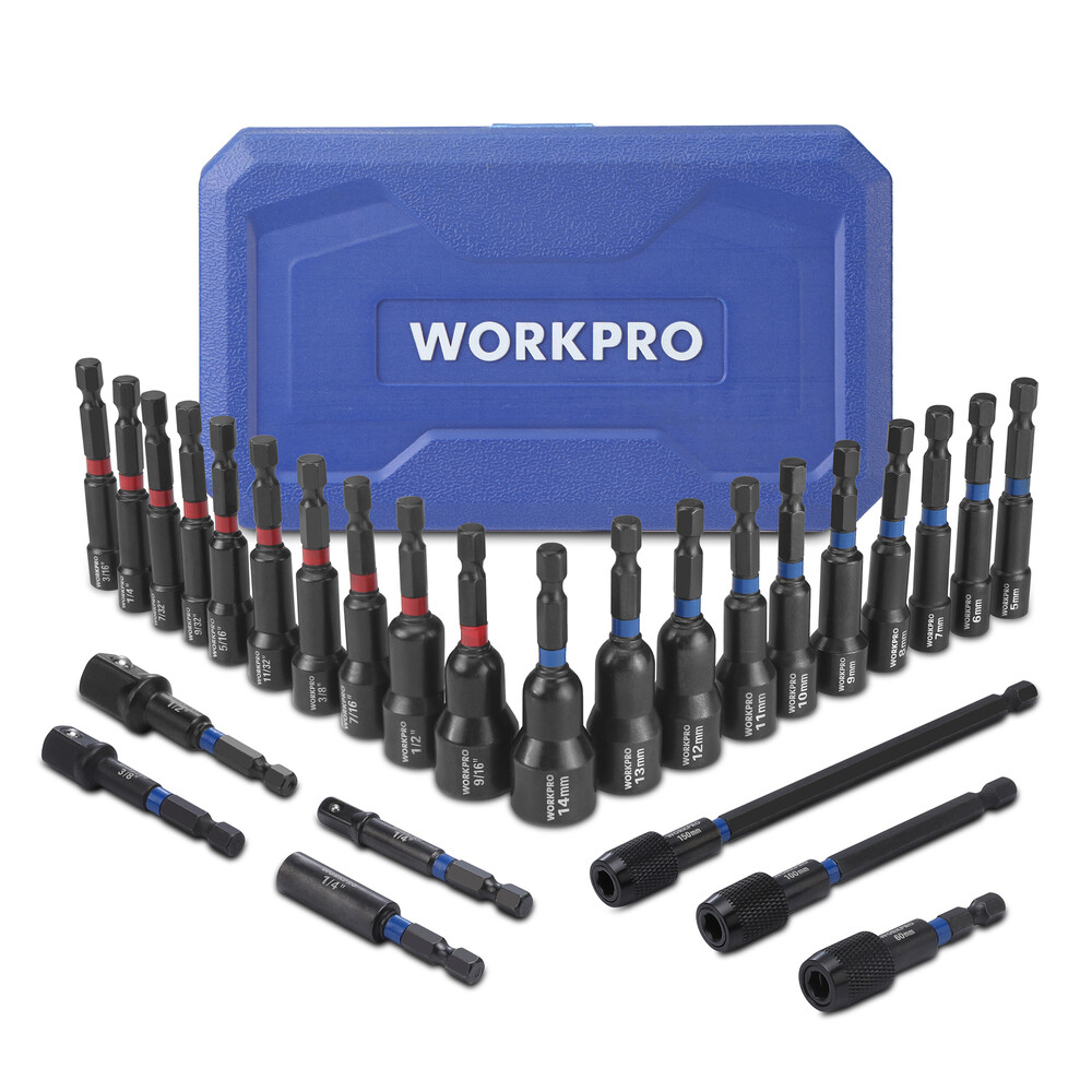 WORKPRO 27PC Magnetic Nut Driver Set SAE&Metric Impact Drill Driver Bit 1/4" Hex gallery