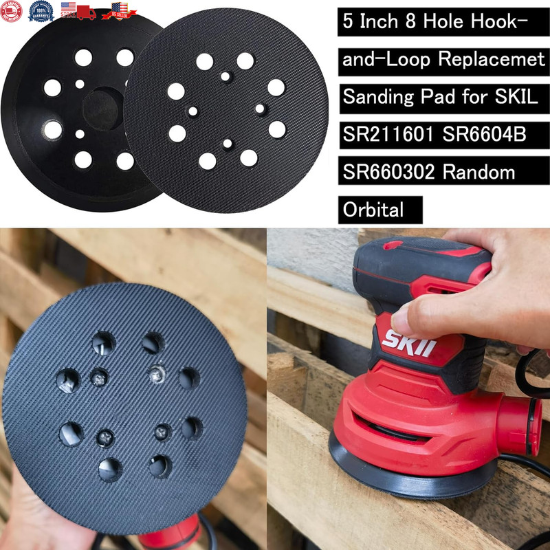 2 Pack 5 Inch 8 Hole Hook-and-Loop Replacemet Sanding Pad for SKIL SR211601 S gallery