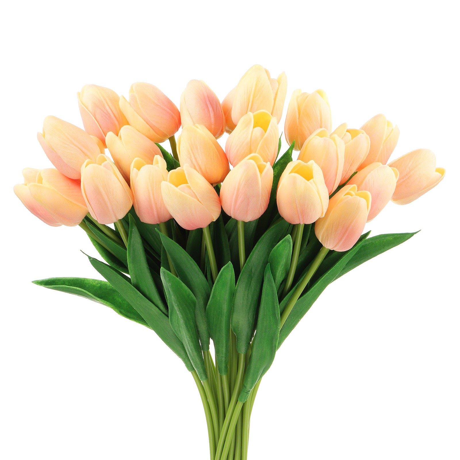 24Pcs Fake Tulips Artificial Flowers PU Tulips with Stems Pale yellow gallery