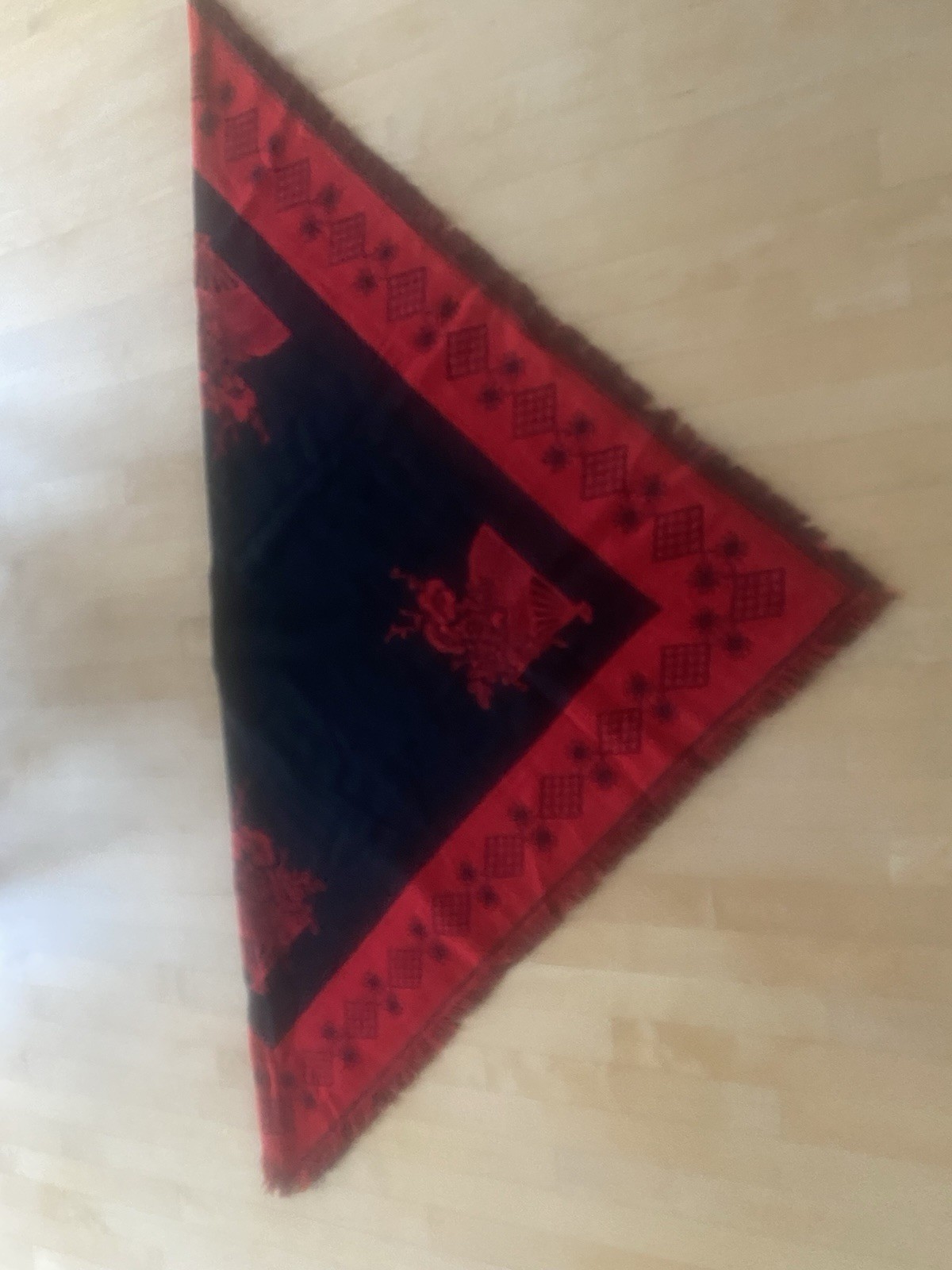 Black Red Floral Nature Pattern Rectangular Shawl with Fringe gallery