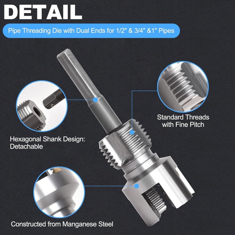 3PCS PVC Pipe Threader Kit - Dual-Function Internal & External Pipe Threading To gallery