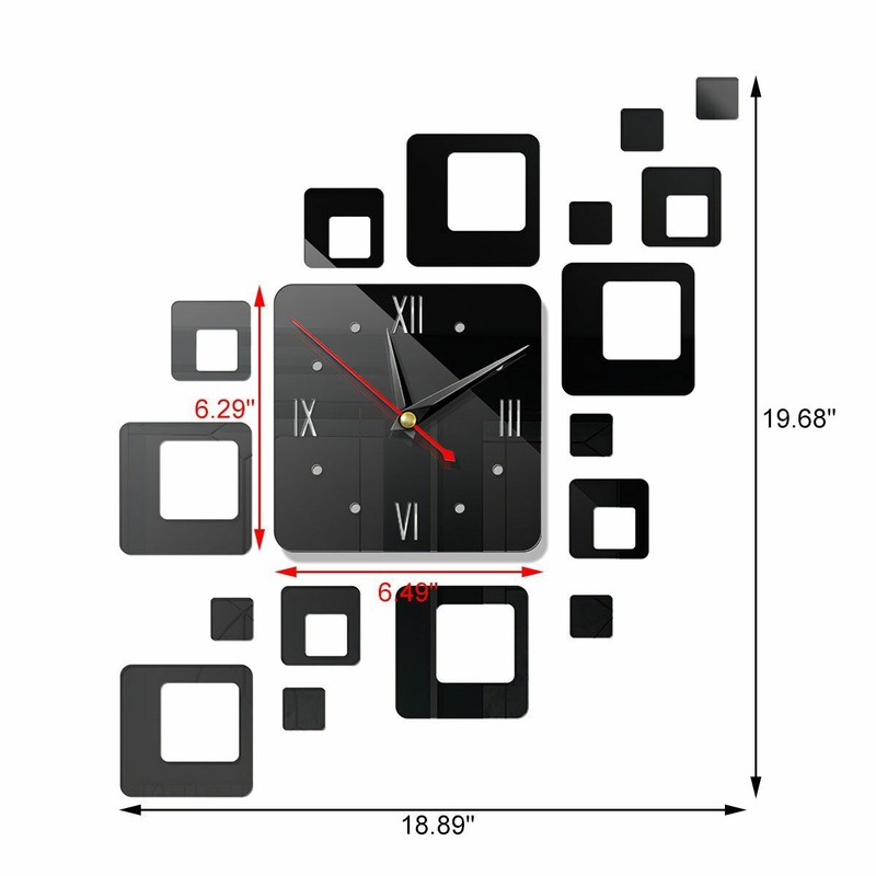 7 Styles Modern DIY Large Wall Clock 3D Mirror Surface Sticker Home Office Decor gallery